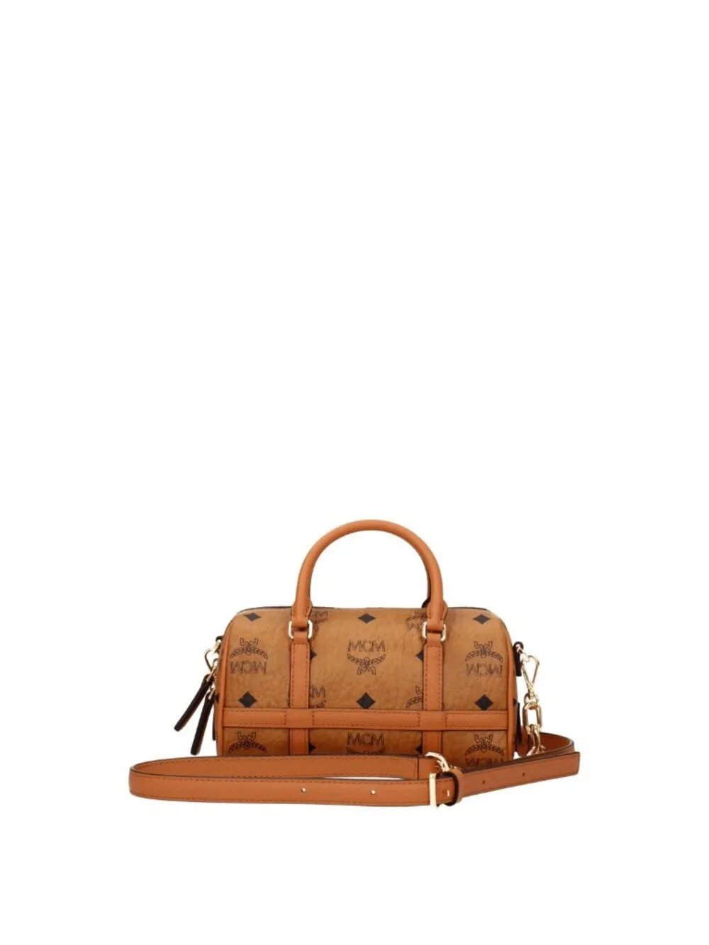 NEW MCM Brown Monogram Mini Aren Boston Bag - Picture 2 of 7